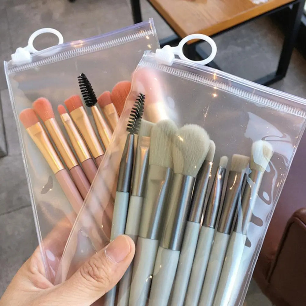New Portable 8 Mini Makeup Brush Set 13cm Blue Pink Beige Green Soft Synthetic Wool Cosmetic Beauty Tools Oasis Select