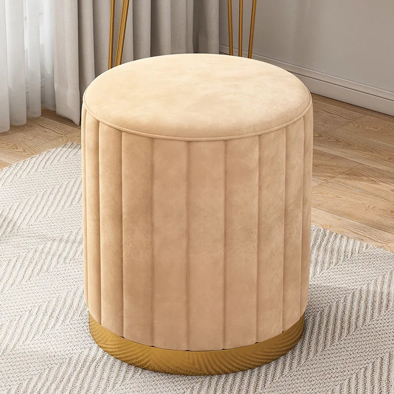 Makeup stool light luxury round stool chair bedroom Internet celebrity storage bench sofa stool dresser stool makeup chair small Oasis Select Yellow
