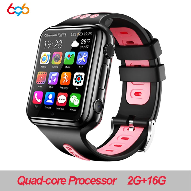 H1/W5 4G GPS Wifi location Student/Kids Smart Watch Phone android system clock app install Bluetooth Smartwatch 4G SIM Card Gift Oasis Select W5 16G black pink Standard