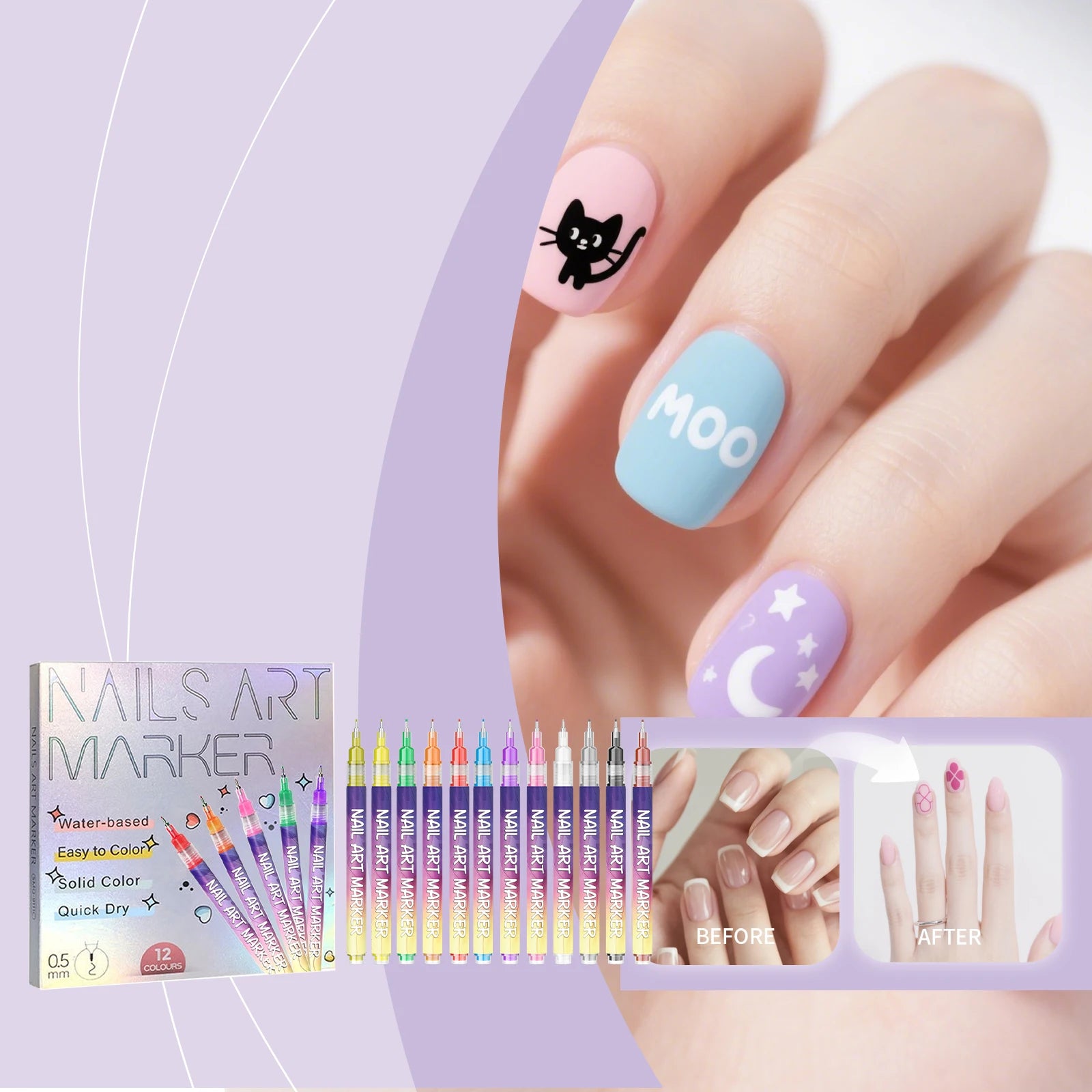 DIY Nail Art Pens – Multi-Color Tips for Outlining & Detail Nail Art Pens Oasis Select
