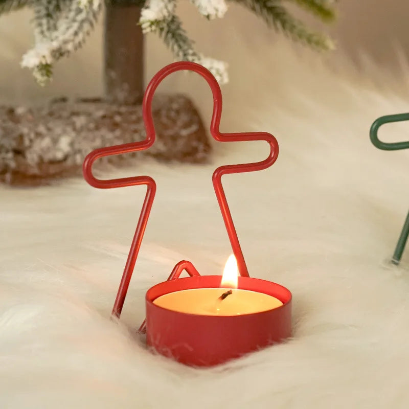 Simple Gingerbread Man Candlestick Decoration Ins Style Christmas-themed Mini Candlestick with Festive Atmosphere Oasis Select