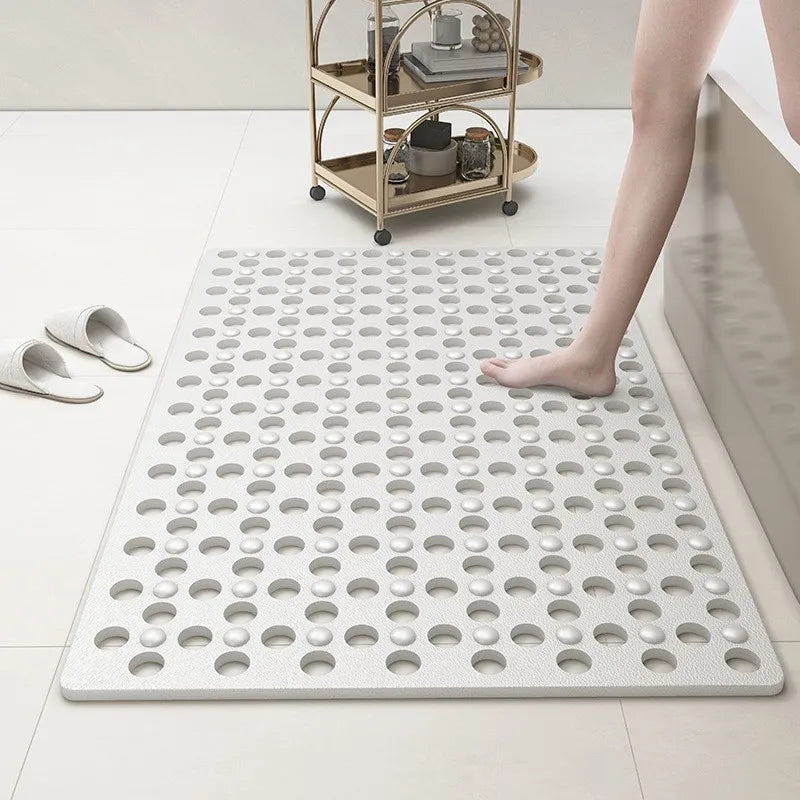 Non Slip Bath Mat & Shower Mat with Suction Cups & Drain Holes Soft Machine Washable Non Slip Bathtub mat Shower Mats for Inside Oasis Select WHITE 16.93 x 29.53 inches