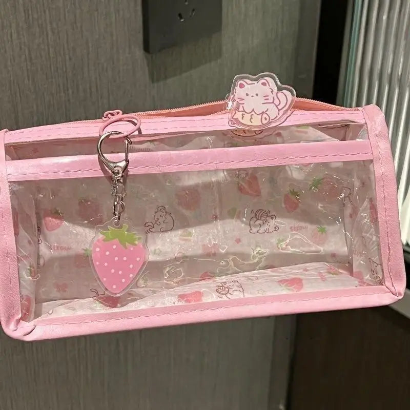 Cute Lightweight Transparent Pencil Case Large Capacity Zipper Pen Pouch for Primary School Students Stationery Storage Oasis Select