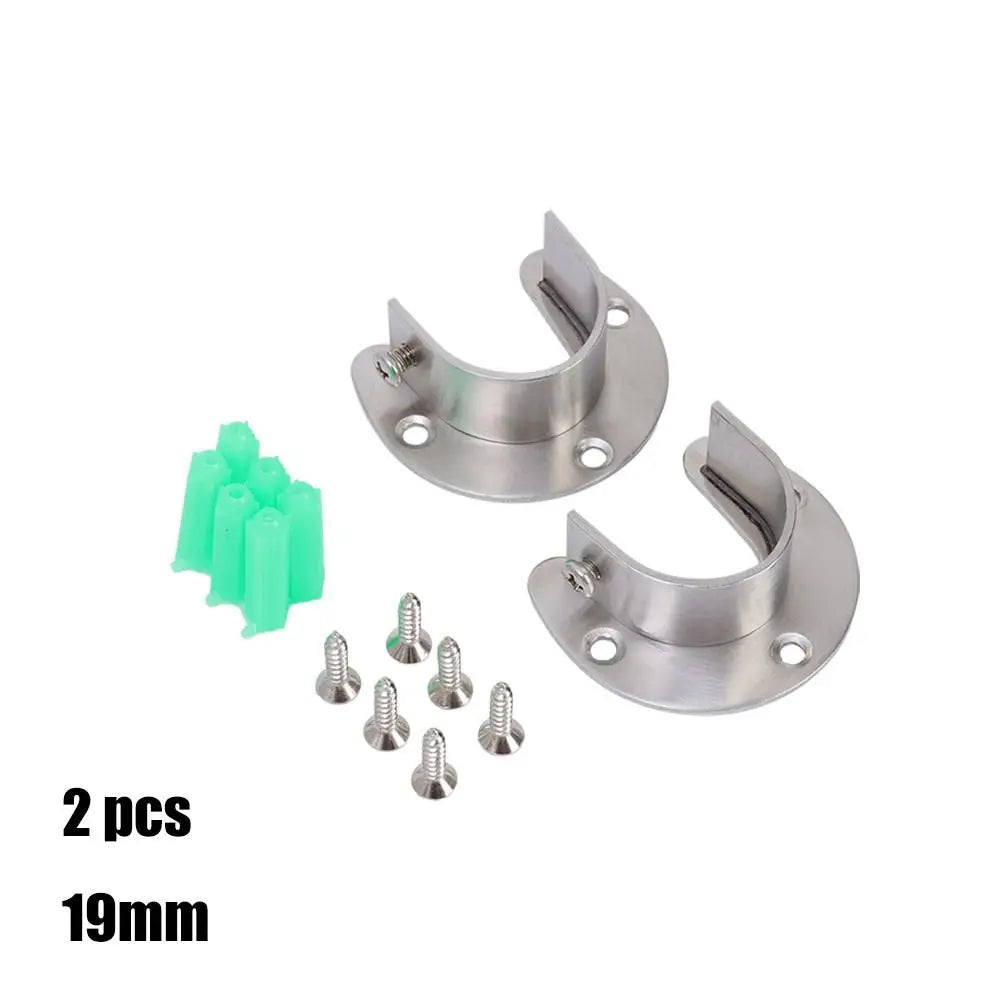 Stainless Steel Closet Rod Brackets Flange Seat Set of 2