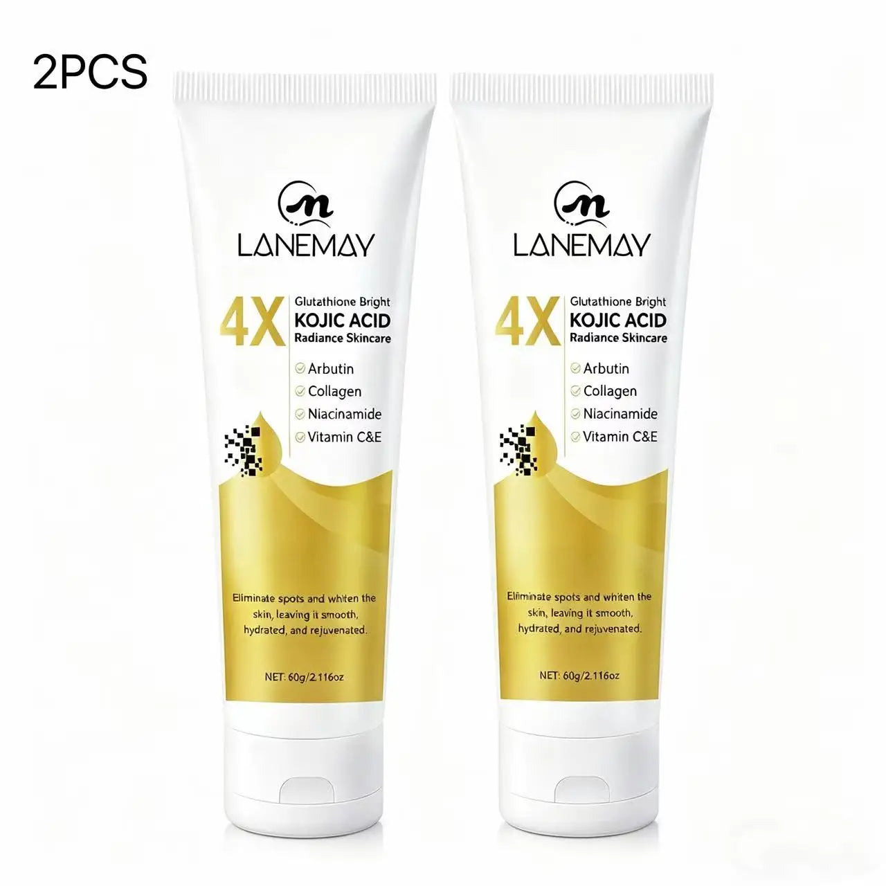 2-Pack Glutathione & Kojic Acid Brightening Cream 60g Brightening Face Cream Oasis Select YELLOW 120g