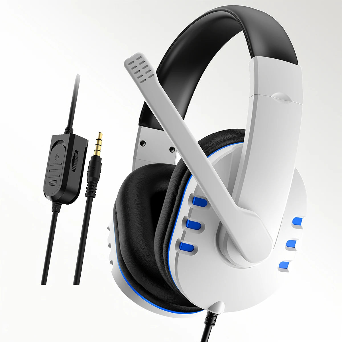 7260 Wired Headphones with Microphone，Suitable for work meetings、Study Recording、Entertainment Games，Compatible：PS4/PS5/Xbox One Oasis Select White