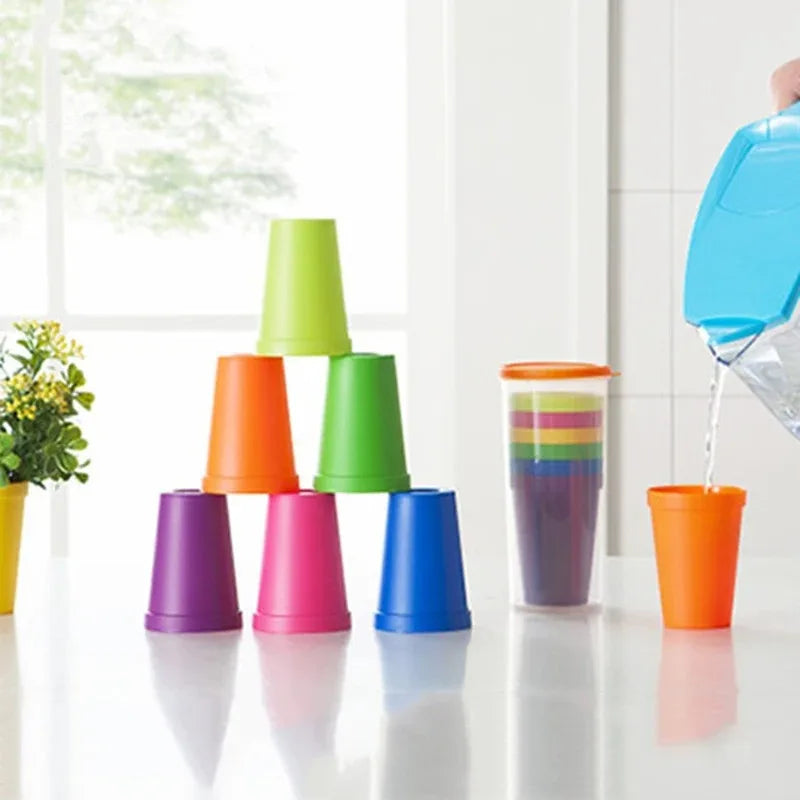 7-Piece Rainbow Reusable Plastic Cups Set – BPA-Free Party Reusable Plastic Cups Oasis Select