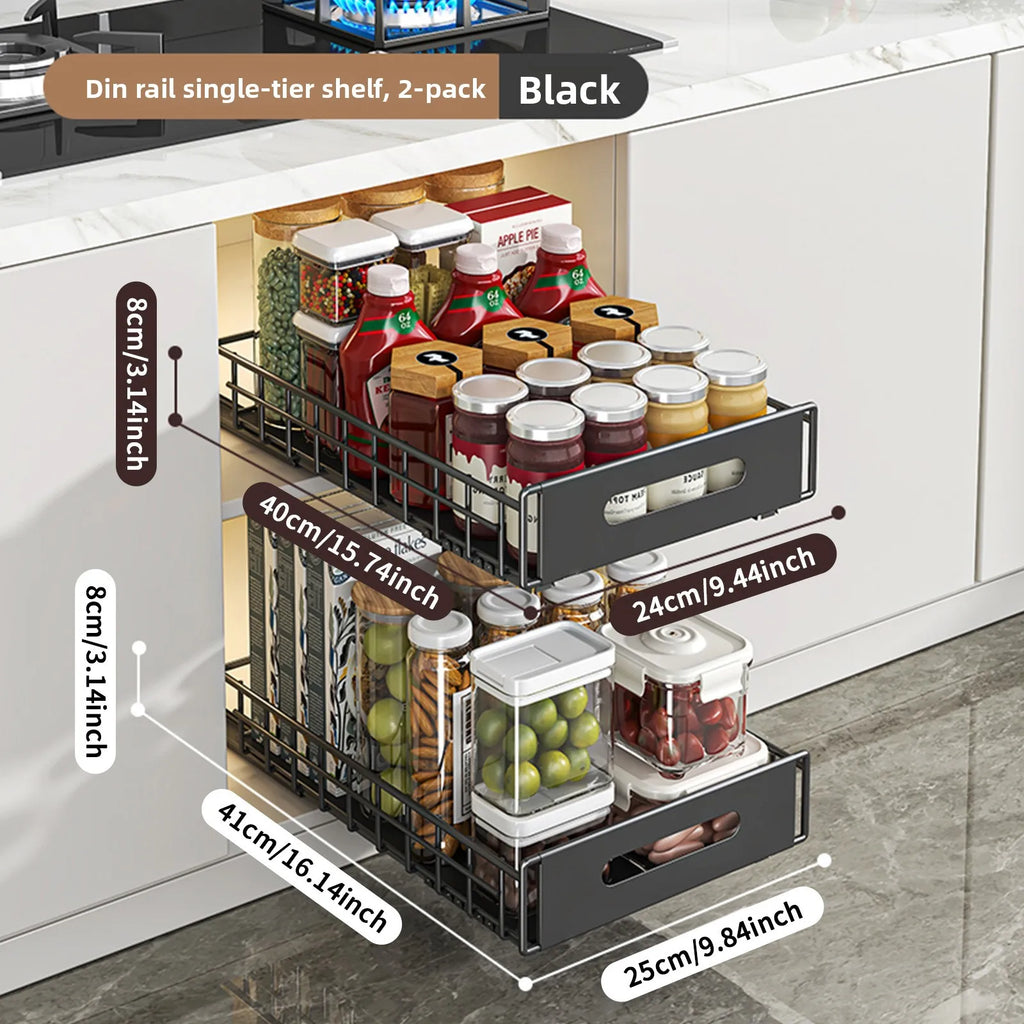 Lower sink shelf No punching, basket in cabinet, bathroom countertop finishing rack, double-layer kitchen pumping storage rack Oasis Select Single black 2