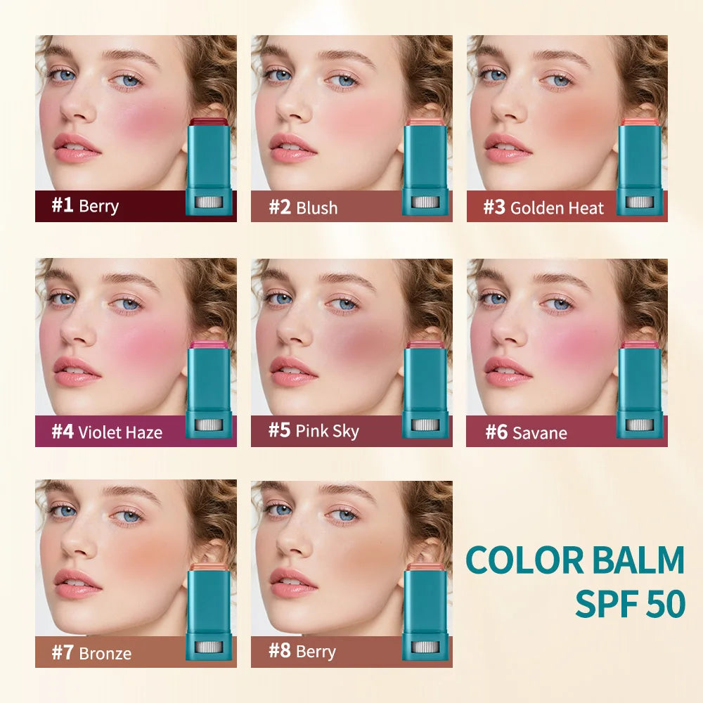 8 Color Balm SPF 50 Mineral Sun Lip & Cheek Tint Hydrating Water Resistant Long Lasting Buildable Blush Natural Makeup Oasis Select