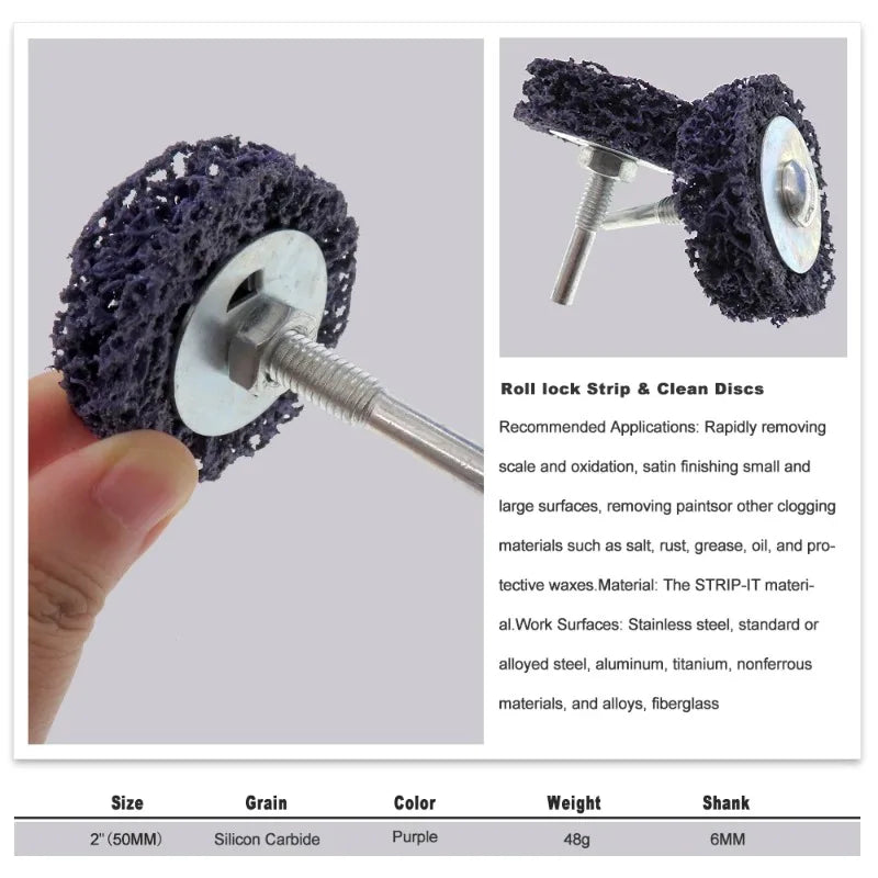 2/3/4 Inch Strip Abrasive Wheel With 6mm Shank Rotary Polishing Disc For Rust Paint Removal Metal Surface Derusting Power Tool Oasis Select
