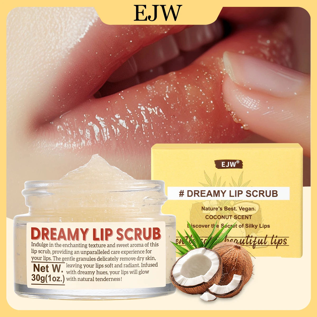 Strawberry Sugar Lip Scrub – Exfoliator & Moisturizer for Dry Lips Sugar Lip Scrub Oasis Select