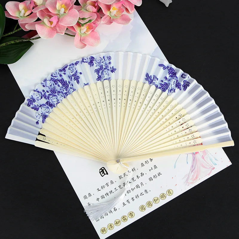 Folding Fan Hand Mini Silk Hollow Out Bamboo Products Arts and Crafts Women Japanese Dance Fan Portable Oasis Select 9