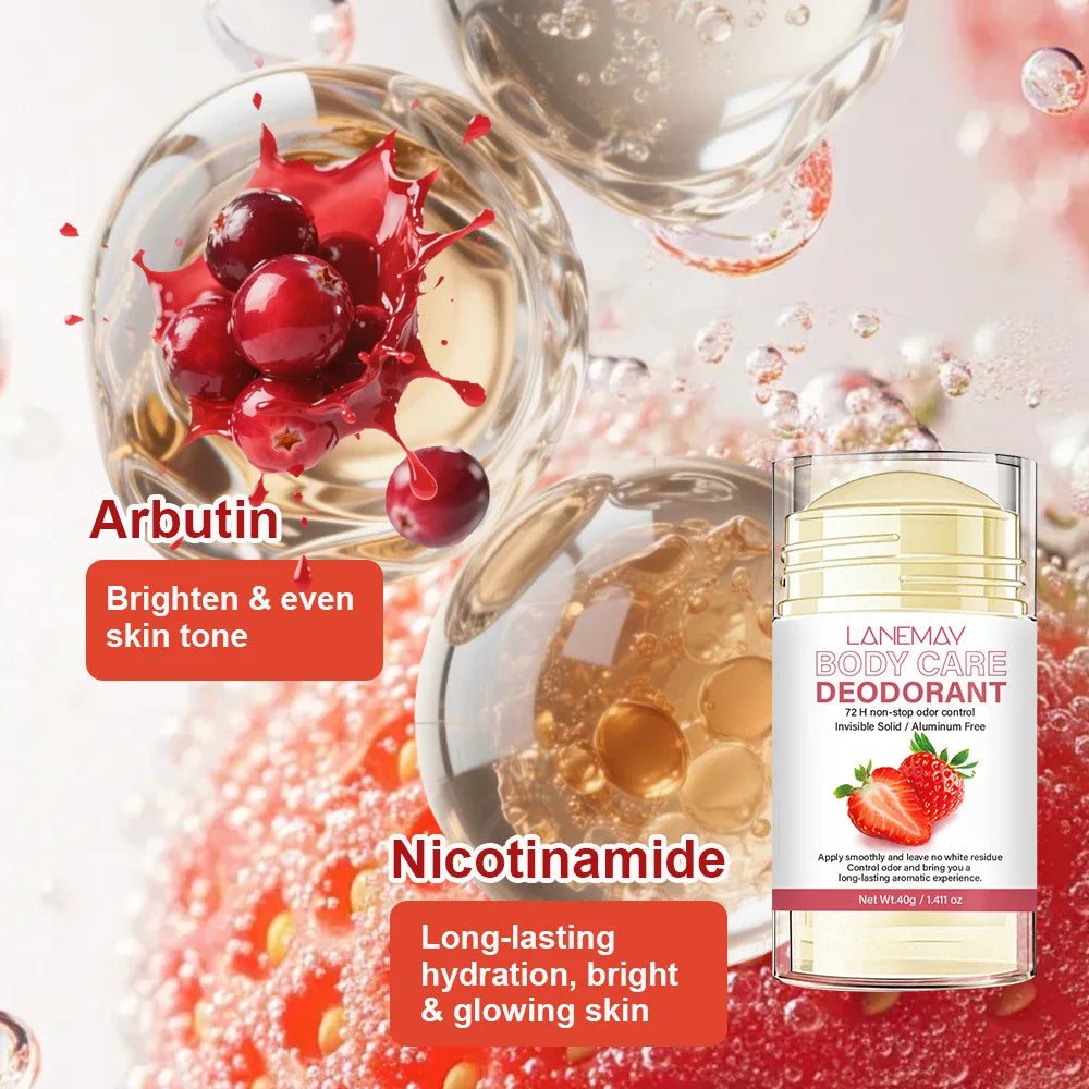 Lanemay Strawberry Deodorant – Aluminum-Free Invisible Solid