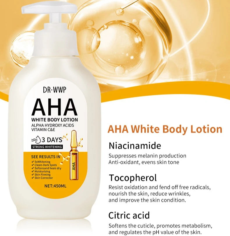 AHA Fruit Acid Body Lotion 450ml – Whitening & Moisturizing Body Moisturizing Lotion Oasis Select