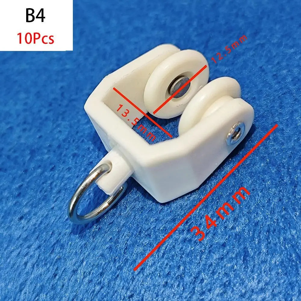 10Pcs Straight Curved Track Rollers Curtain Wheels Rail Curtains Hook Ring Slider Furniture Hardware Curtain Rod Pulley Hanging Oasis Select B4