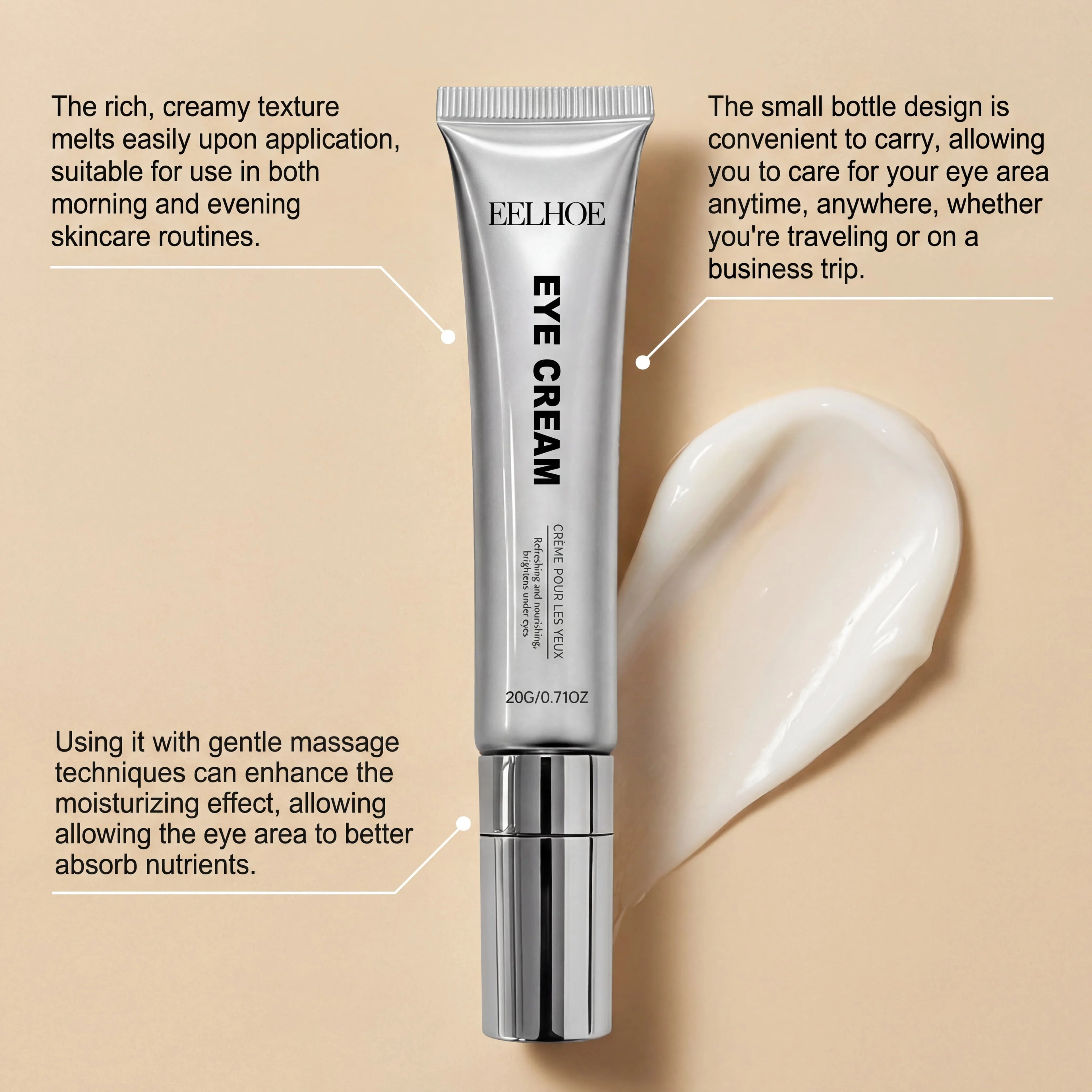 Copper Titanium Eye Cream Moisturizes the Skin Around the Eyes Nourishes and Softens Light and Refreshing Texture Eye Care Cream Oasis Select