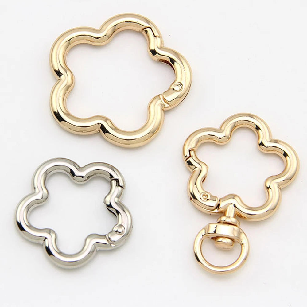 5pcs Metal Flower Shape Keychain Clasp Swivel Snap Key Chain Bulk Blossom Spring Snap Lobster Claw Hook for Keyring Craft DIY Oasis Select