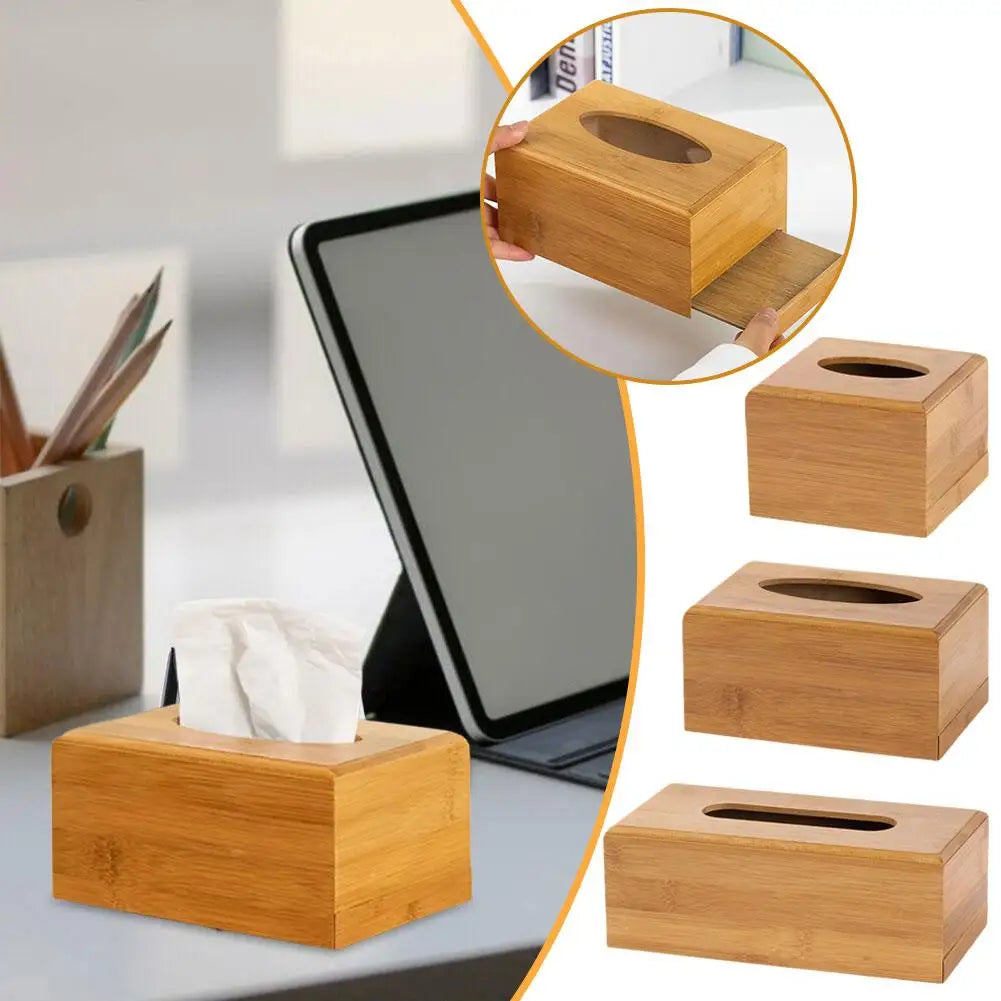 Bamboo Tissue Box Cover 23x12cm | Wooden Napkin Holder Tissue Box Cover Oasis Select