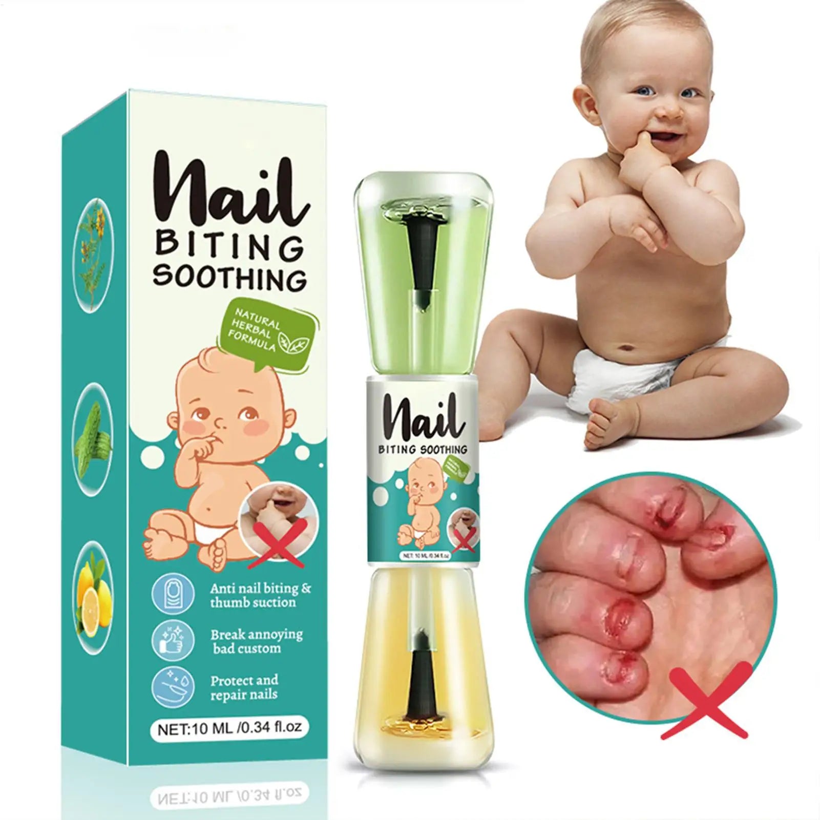 10ml Stop Nail Biting No Nail Bite Natural Strengthener Guard Stopper Hydrating Bitter Liquid for Finger Health Habit Baby Hand Oasis Select