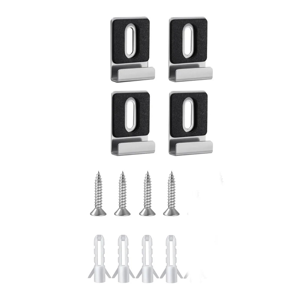 4-Pack Matte Black Stainless Steel Mirror Clips & Brackets