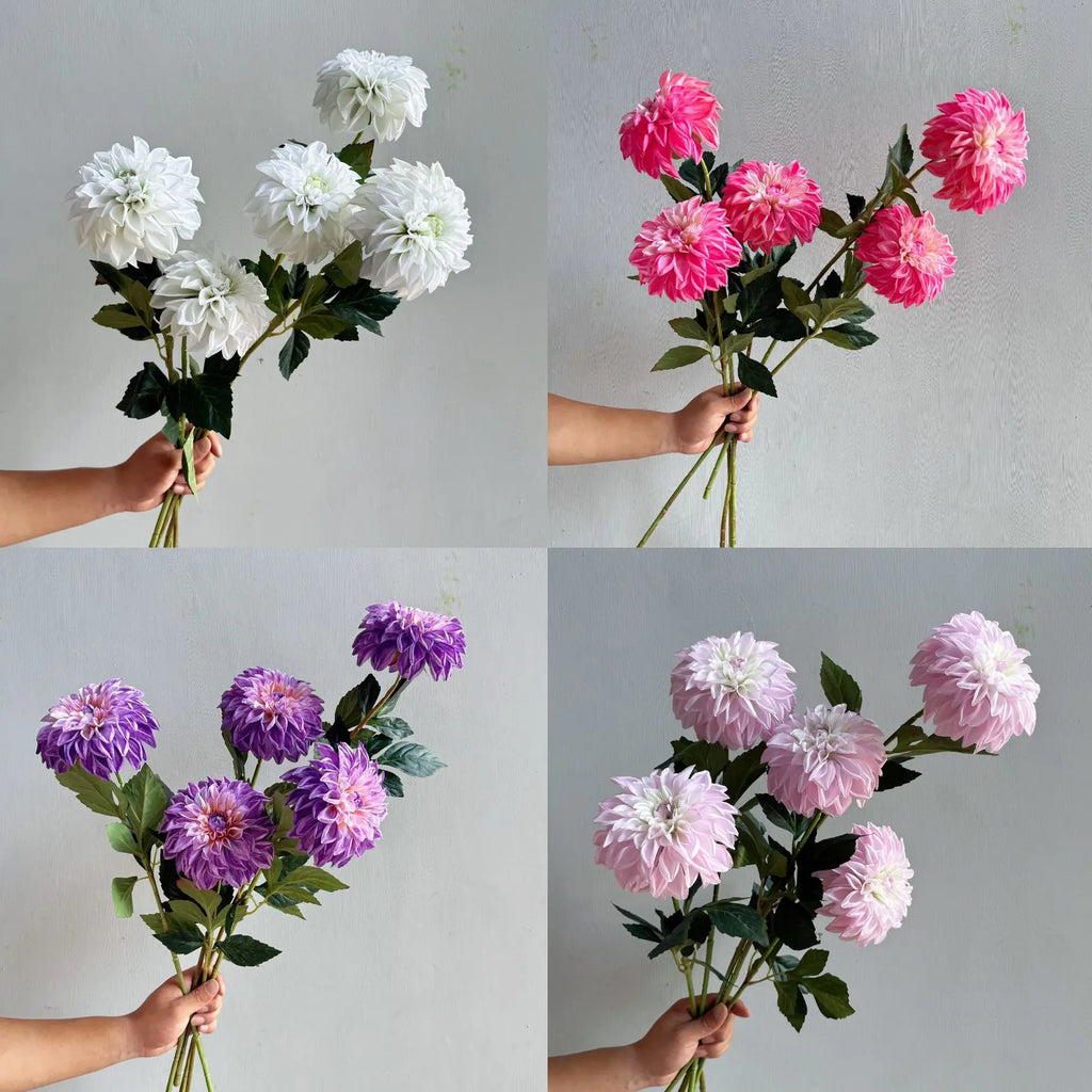 Lifelike artificial dahlia flower with 1 heads long branch silk flower for home wedding decor birthday party bedroom Decoration Oasis Select