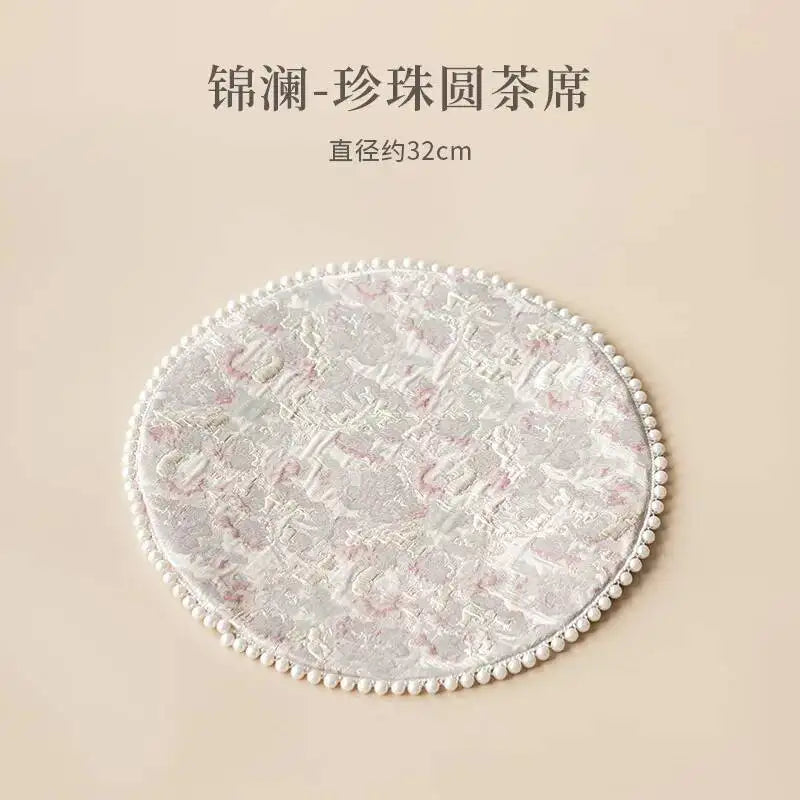 Pearl Tea Mat Chinese Style Double-sided Heat-resistant Insulation Pad Table Teapot Mat Tea Table Tea Ceremony Oasis Select Round Tea Set