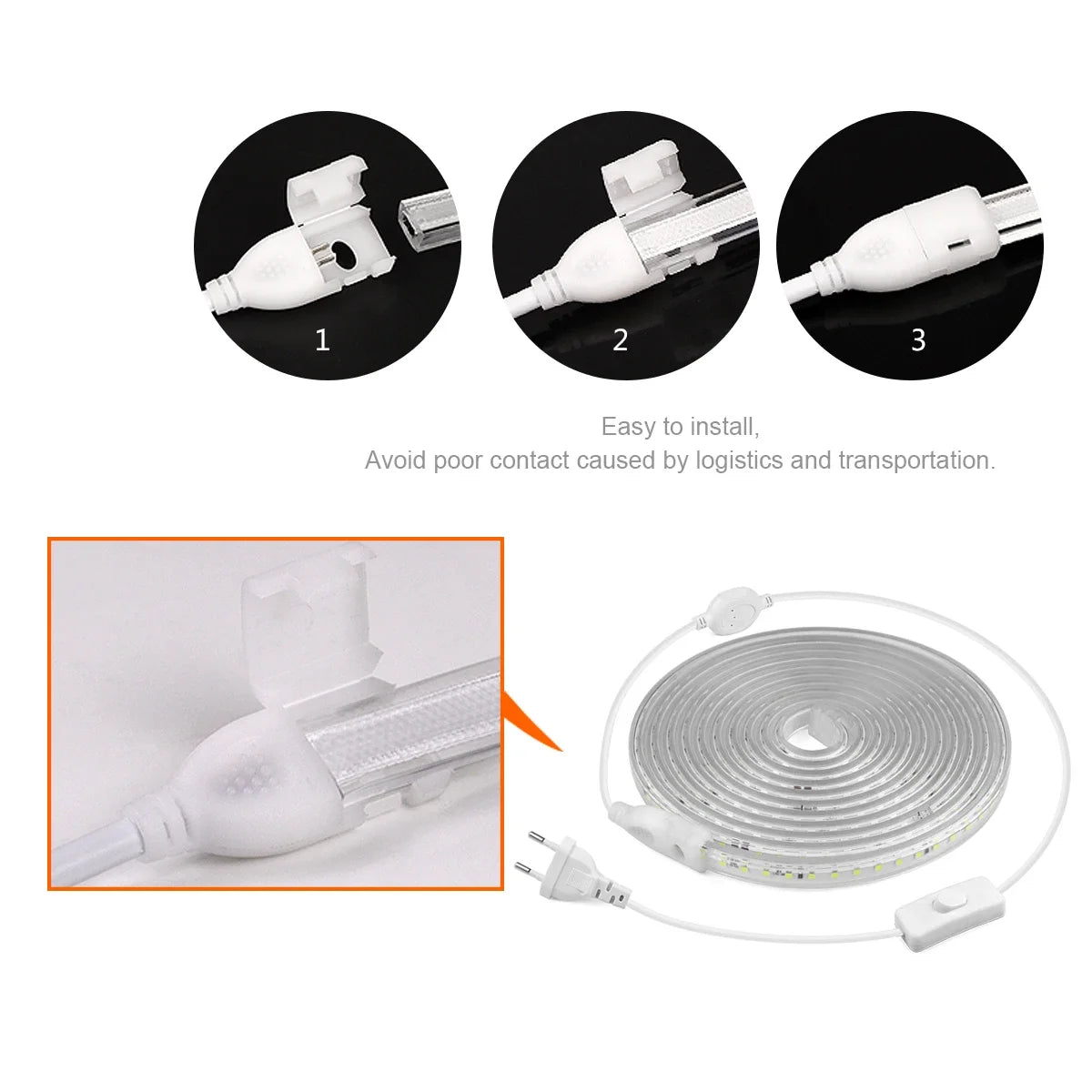 200-230V 2835 SMD LED Strip Light 120LEDs/m Waterproof Outdoor Garden Lawn Path Decor Kitchen Lamp Flexible Ribbon with EU Plug Oasis Select