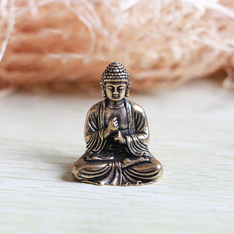 Exquisite Pure Copper Buddha Ornaments Trumpet Home Decoration Shakyamuni Brass Car Statues Bronze Buddha Figurines Gifts Oasis Select Copper