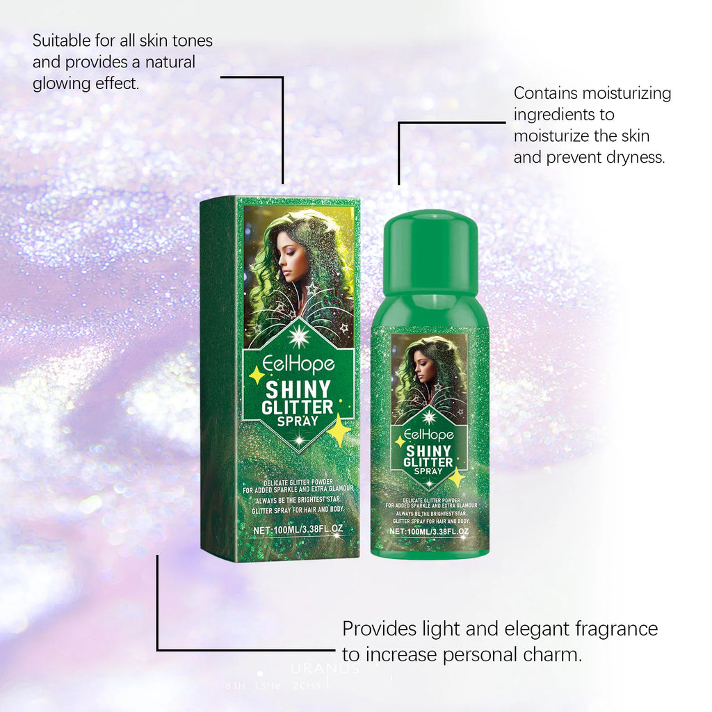 Eelhope Glitter Spray – Body, Face & Hair Shimmer Highlighter Body Glitter Spray Oasis Select