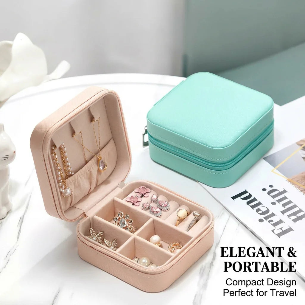 Mini PU Jewelry Organizer Box – Travel Case for Women