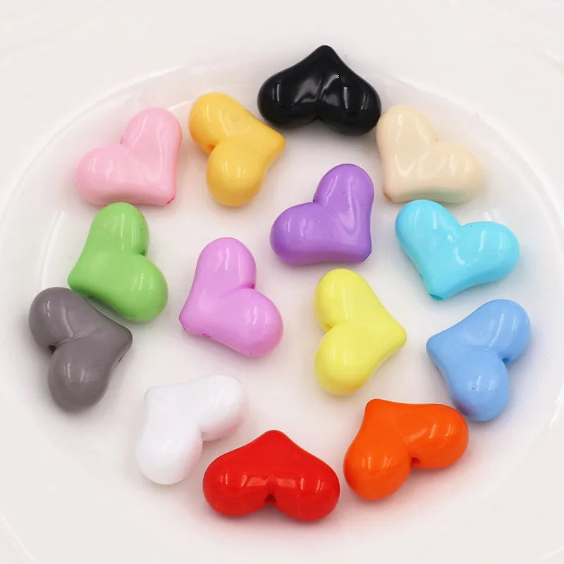 20pcs 16x22mm Acrylic Heart Shape Spacer Beads with 2mm Hole for Keychain Earrings Necklace Jewelry Pens Making Craft DIY Oasis Select Mixed color