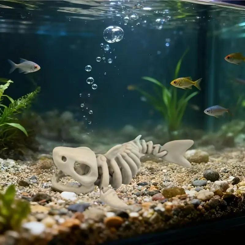 Spooky Shark Skeleton Aquarium Decor Articulated Ornament Reptiles Fish Tank Landscapes Fish Shrimp Shelter Aquarium Accessories Oasis Select