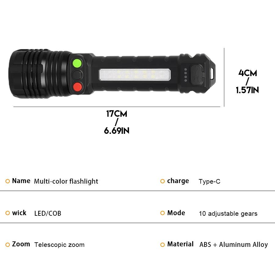 Rechargeable 30W LED Flashlight Ultra Bright Tactical Zoom Spotlight Flashlights for Outdoor Hunting Security Self-defense Torch Oasis Select