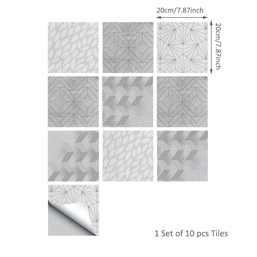 20*20cm Nordic Style Floor Tile Stickers Waterproof Anti-slip Wall Decals Home Decor for Bathroom Kitchen Oasis Select DB171 20 20CM 10PCS