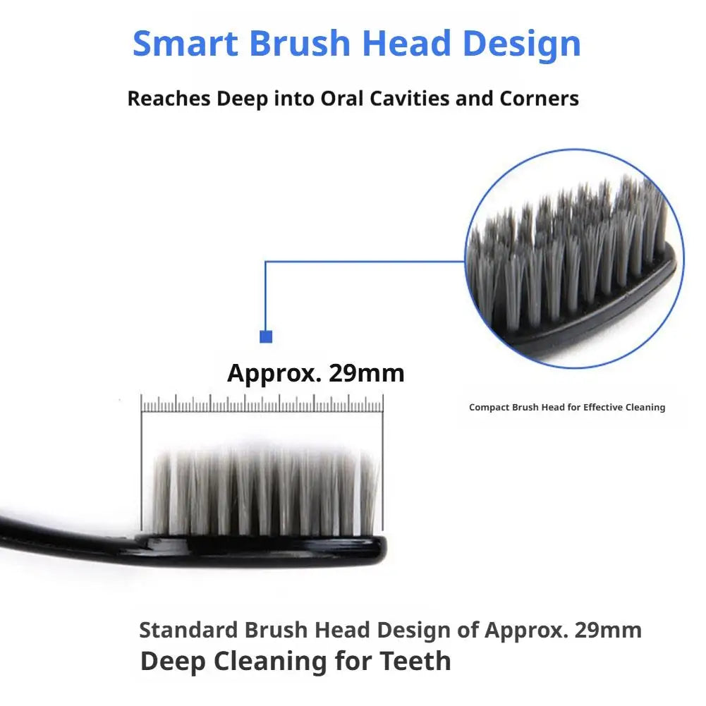 10 Pcs Disposable Household Toothbrush Bamboo Charcoal Black Hair Soft Bristle Professional Deep Oral Cleaning Supply Oasis Select
