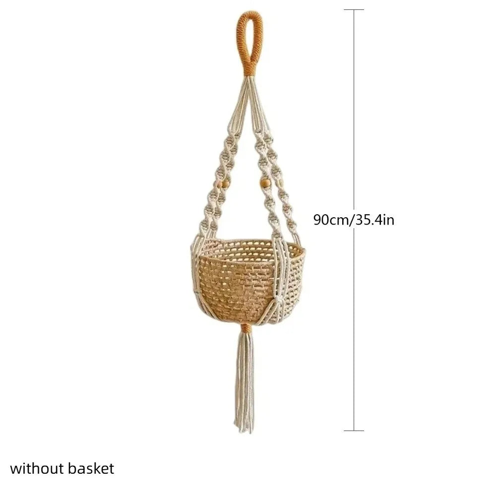 with Handmade Tassels Macrame Plant Hanger Net Cotton Rope Wall Hanging Hanging Planter Basket Knotted Lifting Rope Oasis Select A
