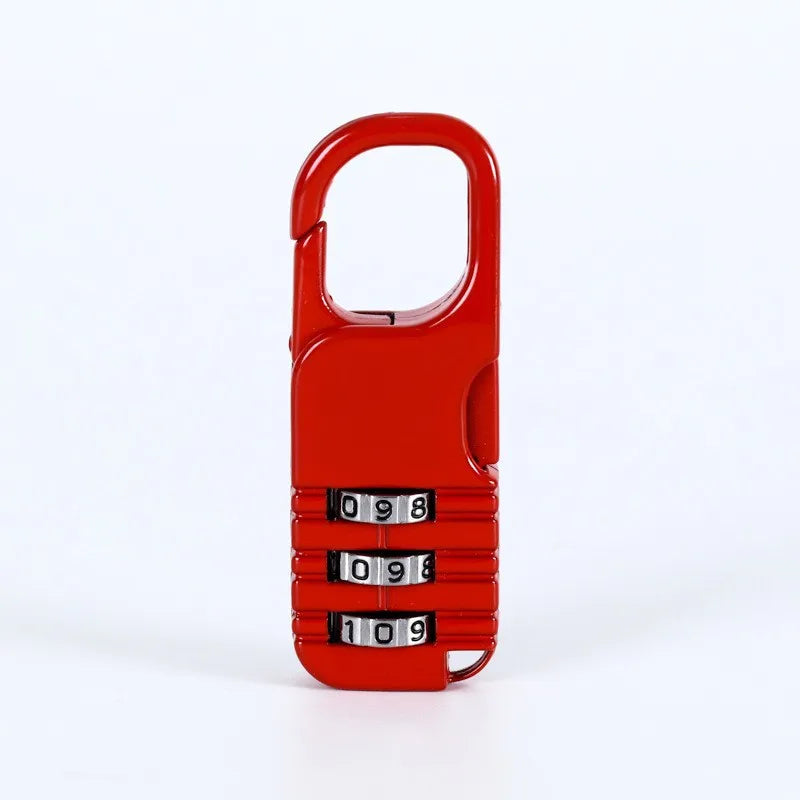 Portable Alloy Mini Lock Padlock Outdoor Travel Luggage Zipper Backpack Handbag Safe Anti-theft Combination Code Number Lock Oasis Select Red