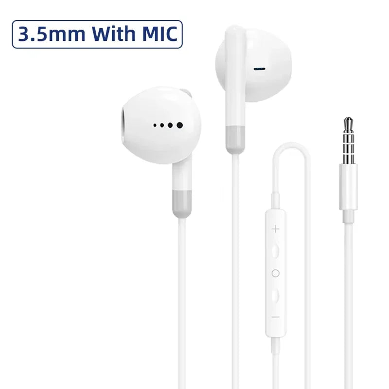 In Ear Wired Earphones 3.5mm/USB-C Volume Control with Microphone Music Sports Headphones For iPhone 16 15 Samsung S24 Xiaomi Oasis Select 3.5mm With MIC