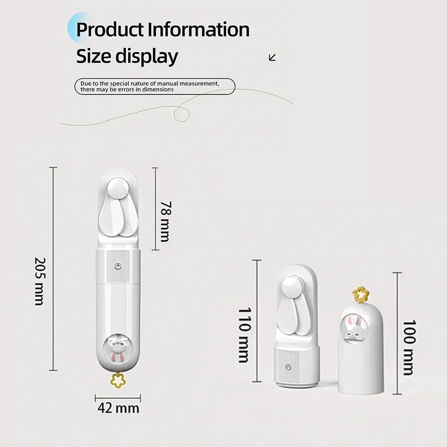 Mini Rechargeable Handheld Fan – 2000mAh USB, 5-Speed Portable