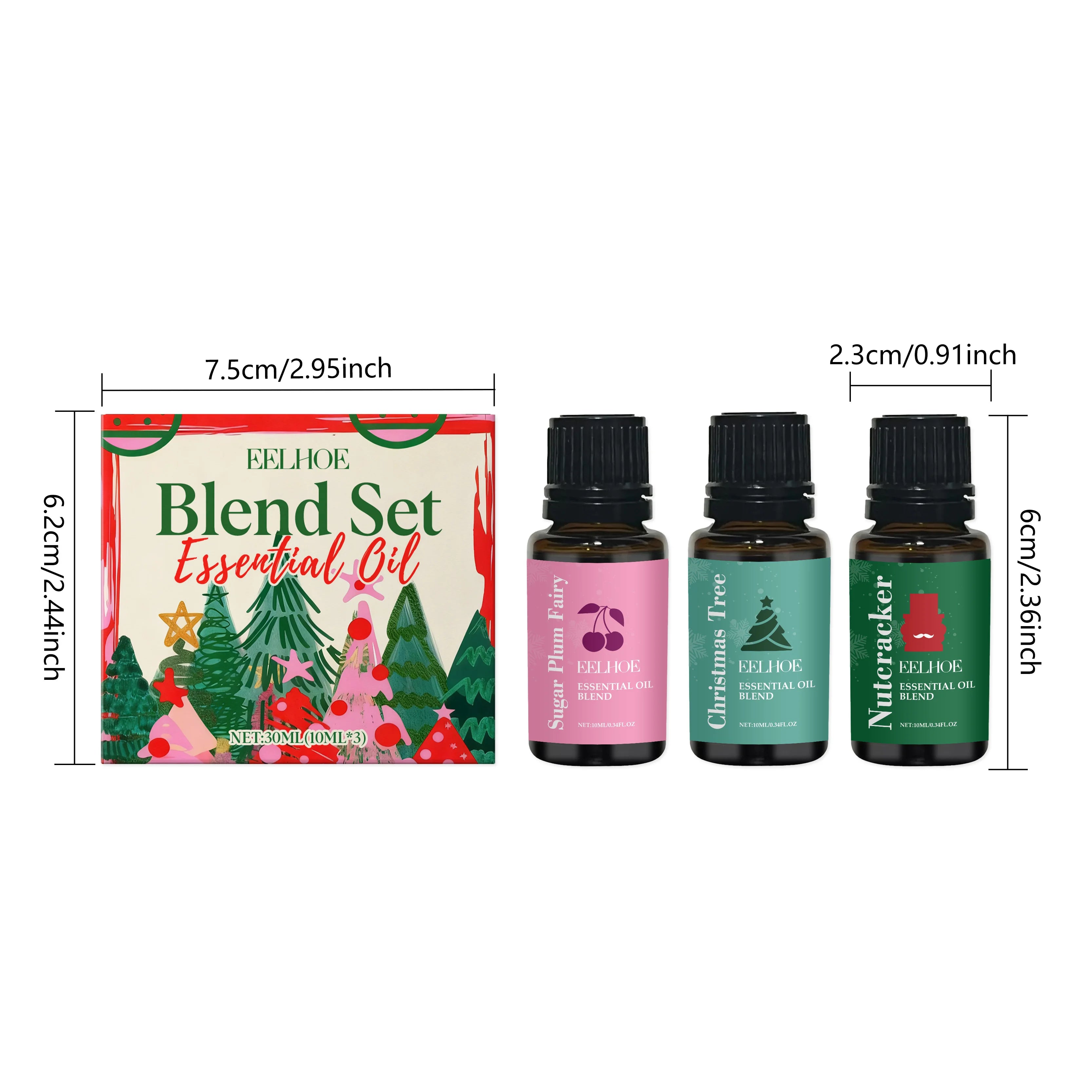 Holiday Moisturizing Fragrance Essential Oil Set for Aromatherapy Diffuser & Skin Care Christmas Gift Scent Relaxing Hydrating Oasis Select 1 Set 30ml