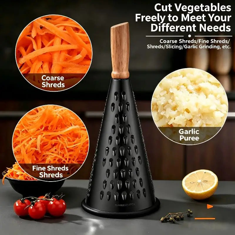 Stainless Steel Grater Wood Handle Multi-Use Kitchen Gadget For Cheese Vegetable Chocolate Garlic Potato Tomato Grating Tool Oasis Select