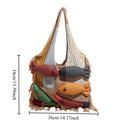 Tassel Decor Knit Shoulder Tote Bag Large Capacity Yarn Woven Handbag Classic Splicing Style All-match Bag for Women Daily Use Oasis Select Khaki