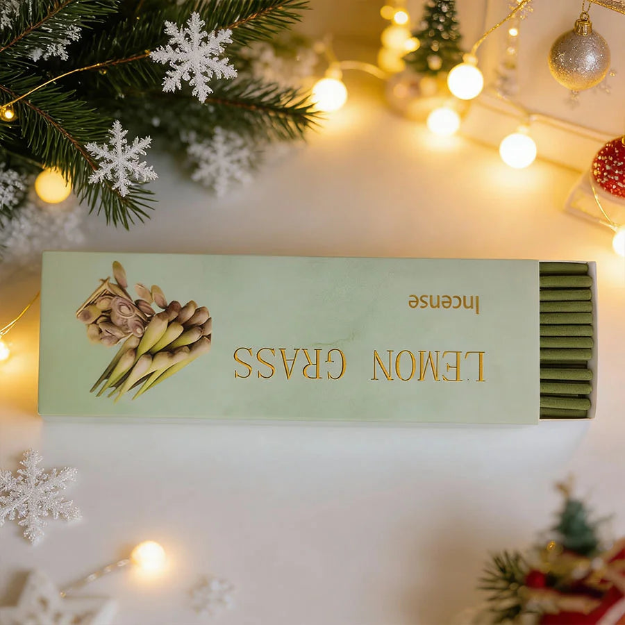 4Box* 30Sticks Lemongrass Palo Santo Incense White Sage Cedar Coffee Home Fragrance for Yoga Meditation Gift-Giving Incense Oasis Select lemongrass 4 box