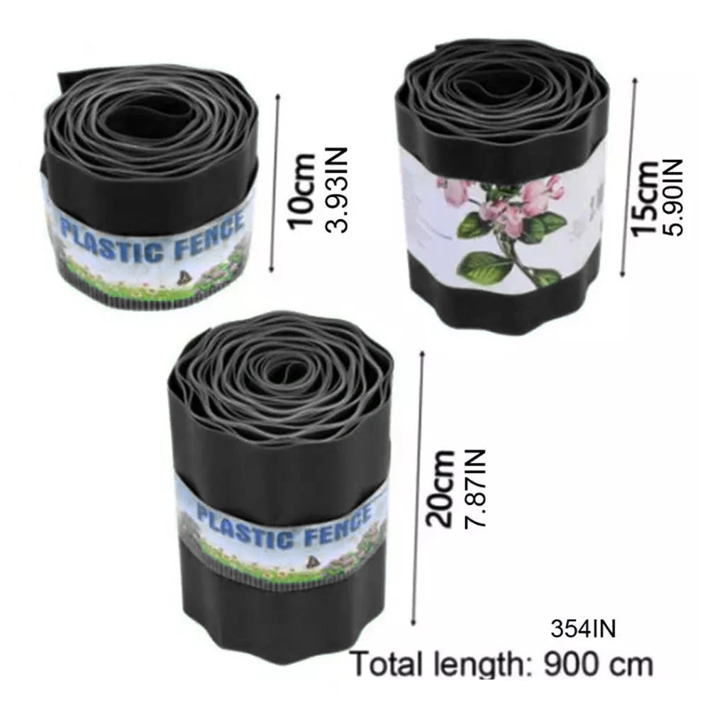 Flexible Plastic Lawn Edging Border 10/15/20cm × 9M Garden