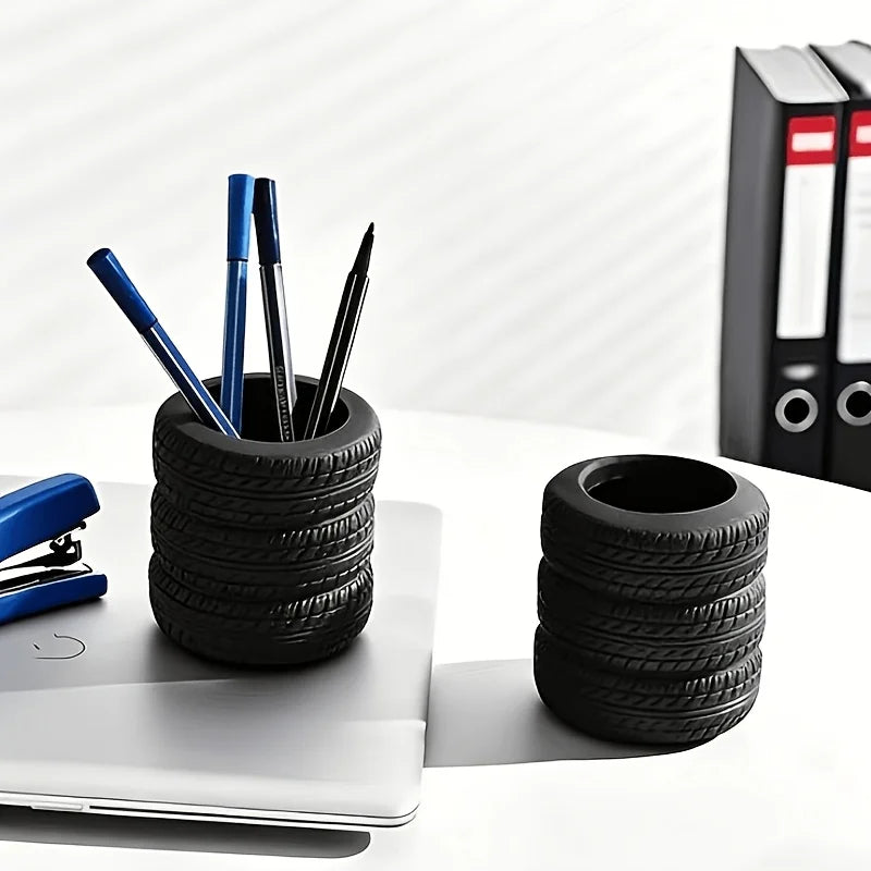 Creative Tire-Shaped Pencil Holder—A Must-Have for Car Enthusiasts—A Fun and Unique Desktop Storage Container Oasis Select