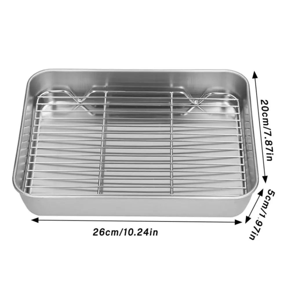 Food Grade 304 Stainless Steel Baking Tray Set Detachable Cooling Rack Oven BBQ Grilling Roasting Kitchen Baking Essentials Oasis Select