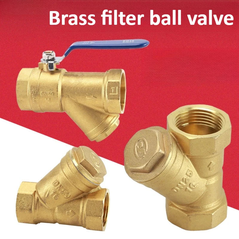 Brass Y-shaped Thickened Filter 2/3/4/6 Points DN8 10 15 20 25 32 40 50 BSP Internal Thread, Used for Water Filter Ball Valve Oasis Select