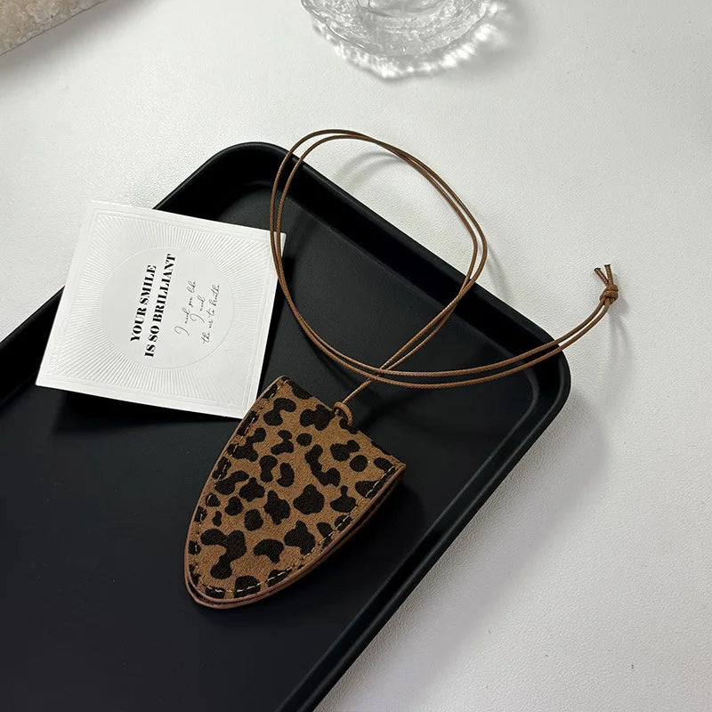 Hanging Neck Magnetic Glasses Clip Multifunctional Necklace Leopard Outdoor Travel Portable Sunglasses Storage Sweater Chain Oasis Select Brown Leopard