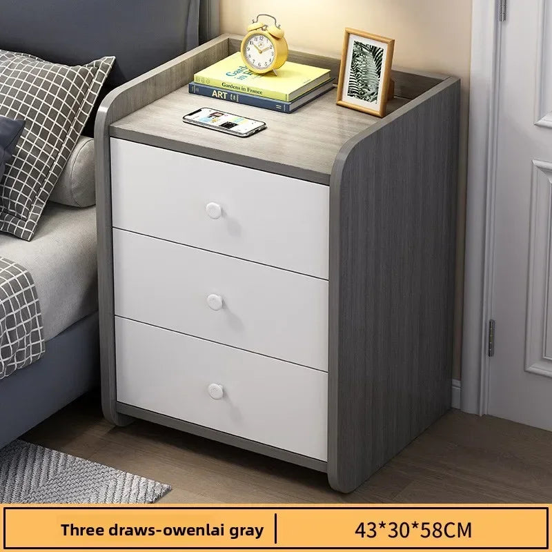 Multi-functional Household Goods Bedside Table Small Storage Locker Bedroom Bedside Gap Small Cabinet Oasis Select Three draws B