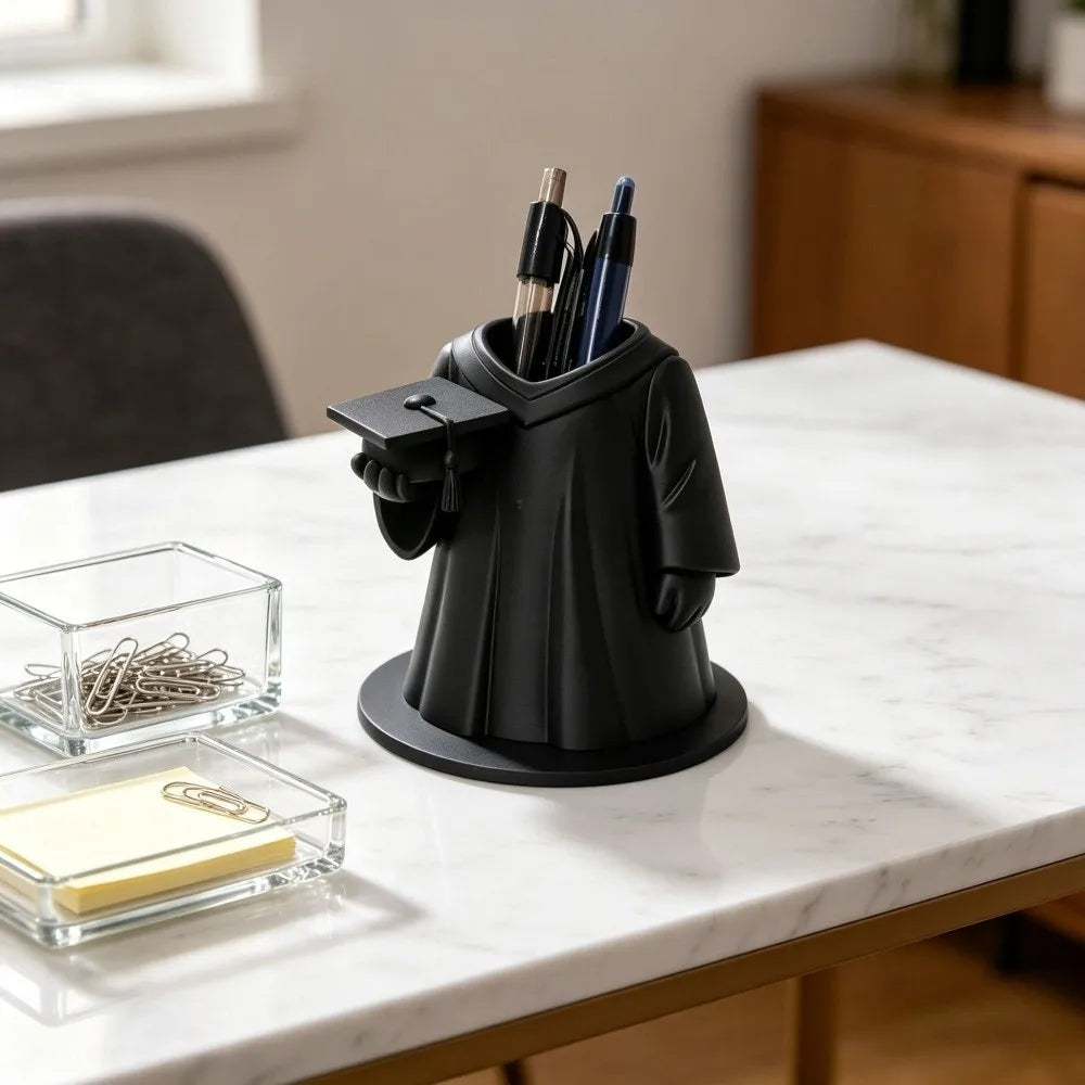 3D Printing Graduation Gown Pen Holder Plastic Non-Slip Base Clothing-Shaped Pen Cup Large Capacity Unique Makeup Brush Bucket Oasis Select